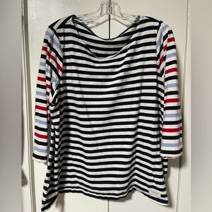 Vintage 90s Talbots Striped Long Sleeve Top - Black, White, Red, Blue